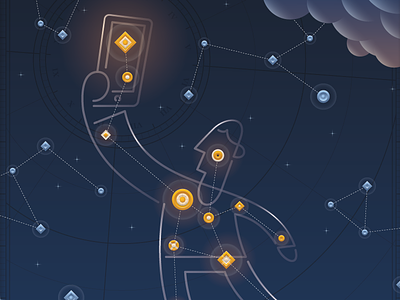 Digital Constellation constellation digital illustration night sky smartphone stars tech vector