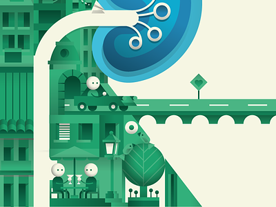 More character city illustration microworld scenes vector
