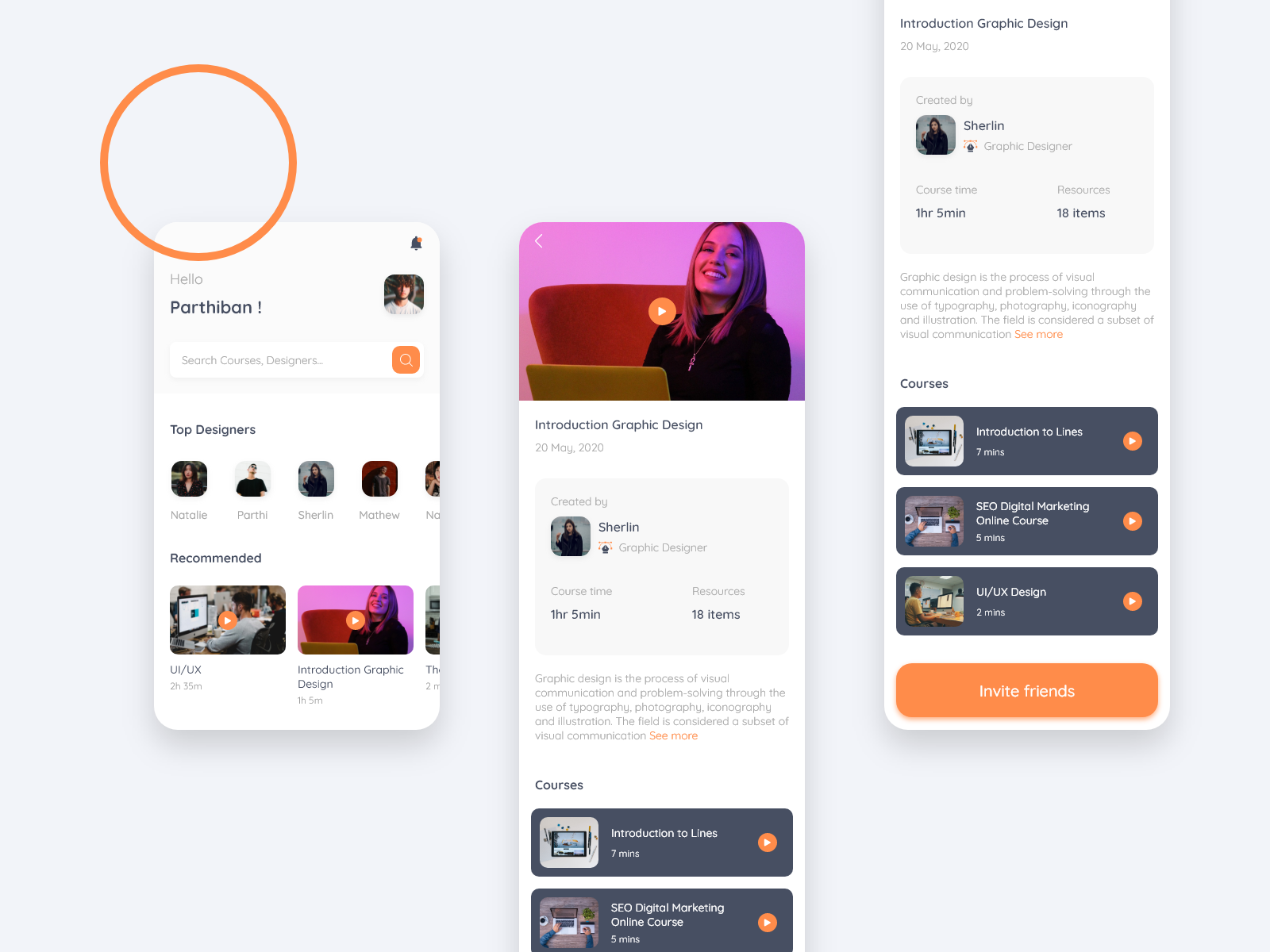 Designers online courses app by Parthi (Parthiban) on Dribbble
