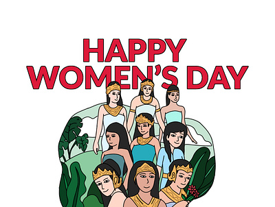 HAPPY WOMENS DAY animation app art artwork branding creative design design art digitaldrawing digitalpainting distressedunrest drawing dribblers flat illustration supplyanddesign womensday