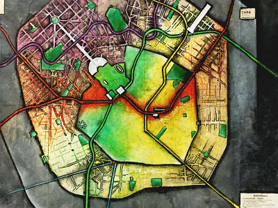 MILANO LA RINASCENTE city maps paintings