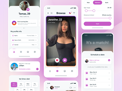 Planz app celebrates Valentine's Day ❤️ app bar browse card chat clean dating filters info interaction ios likes mobile app pimk premium profile schedule ui ux video call