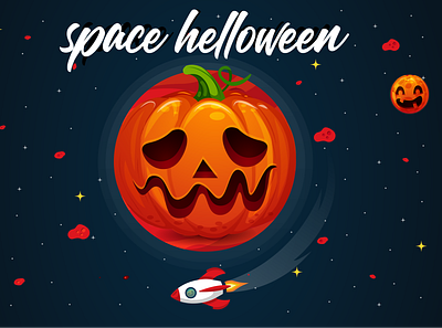 space helloween banner banner design illustration vector