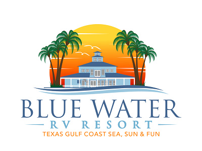 Blue Water RV Resort Winning Logo beach brand identity brand identity design branding coreldraw design designs illustration inn logo logo design logodesign resort rv vector