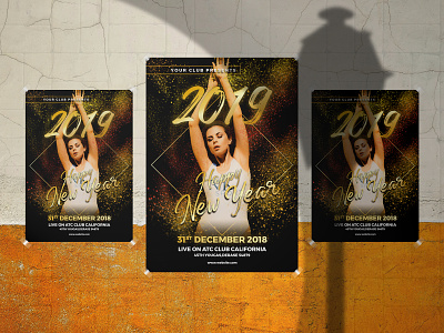 New Year Flyer 2019 brochure builder flyer flyer poster leaflet mockup new year party poster