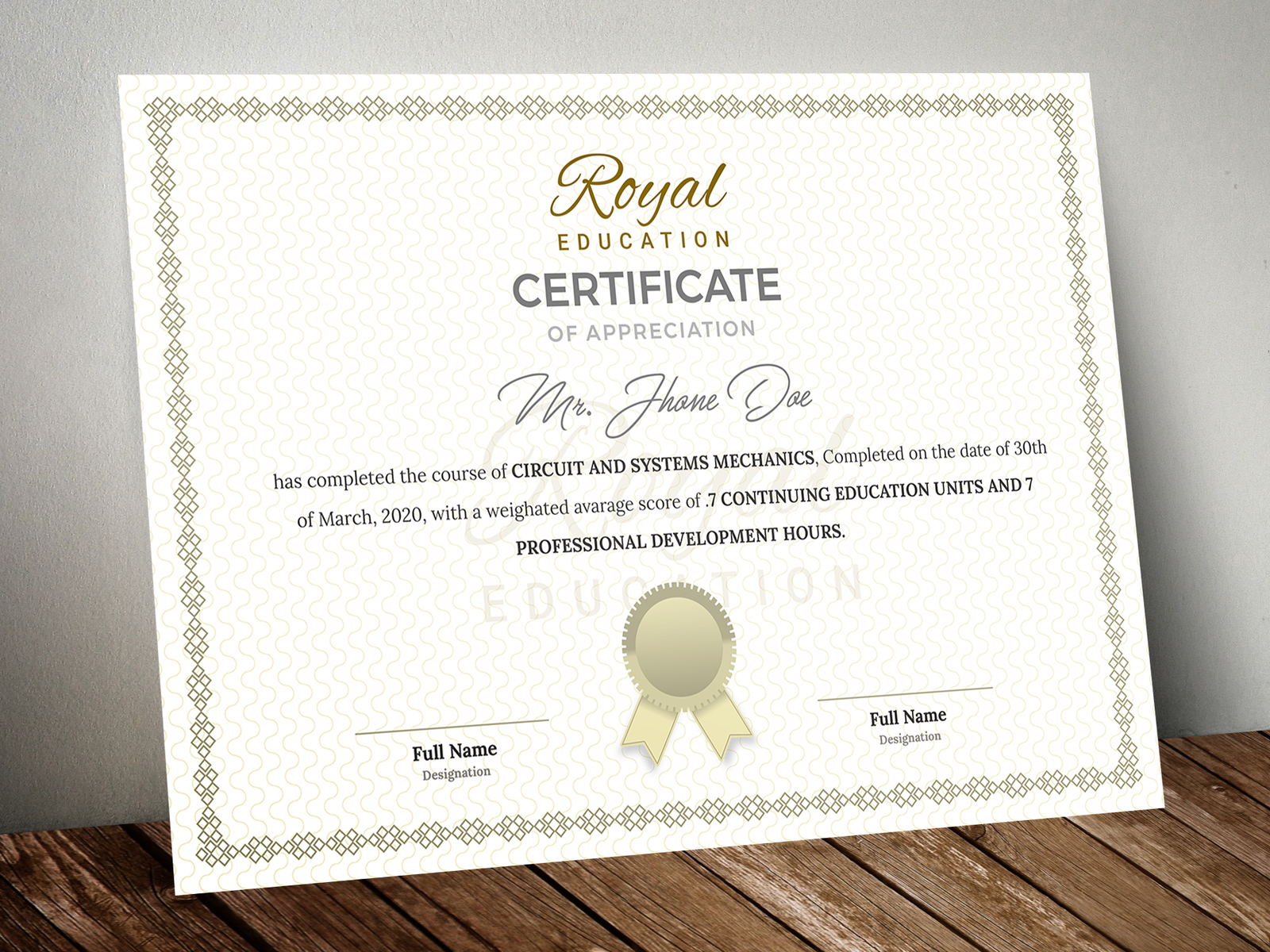 Certificate Template - Traditional by Smashing Studio on Dribbble Inside Continuing Education Certificate Template