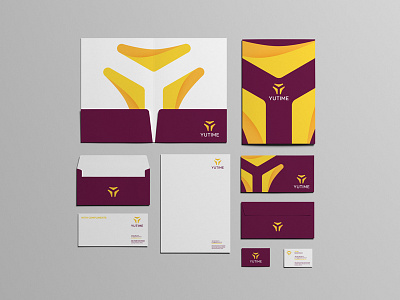 Yutime Concept Stationery arrows branding concept core identity logo print stationery typography y