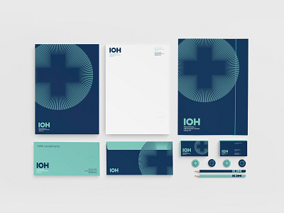 IOH – Stationery abstract circle cross geometric identity logo mark medical plus print stationery symbol