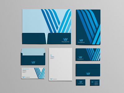 Visualwind Stationery brand geometric letter logo minimal print stationery symbol type typography v w