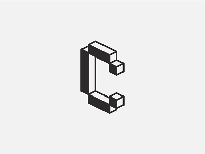 Cubed C 3d brand c construct cube identity isometric lettering logo symbol type typography