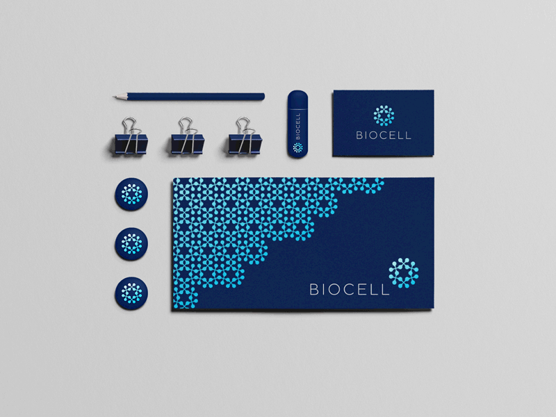 Biocell Brand Material abstract biology brand cell identity logo medical organisation print research science symbol