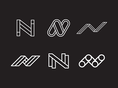 N Marks abstract ambigram design direction italic letter logo mark monogram n symbol
