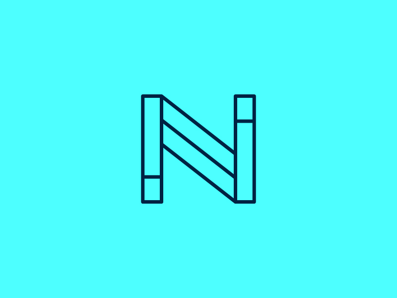 N abstract ambigram design direction italic letter logo mark monogram n symbol