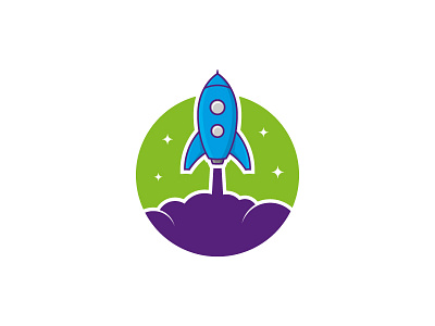 Lift Off brand cloud geometric launch logo mark rocket ship shuttle sky space stars