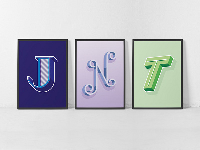 Type Prints 3d art geometric gift halftone j letter n print t type typography