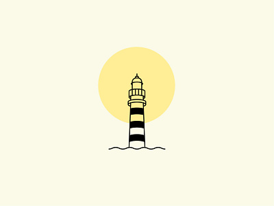 Lighthouse beacon branding coast freelance designer geometric illustration illustrator light lighthouse lighthouse logo logo minimal ocean sailing sea ship simple icon symbol vector waves