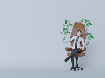 3d illustration man of bussines with money