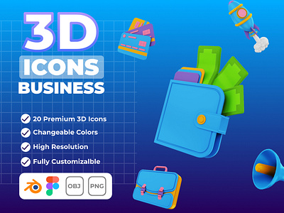 3d icons business