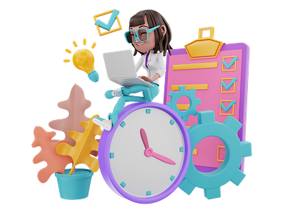 3d rendering of time management illustration graphic