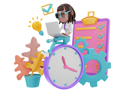 3d rendering of time management illustration