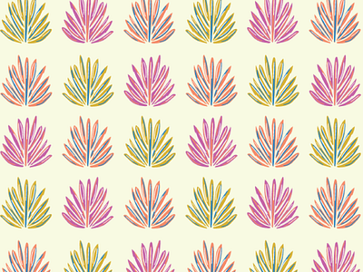Solitary Pattern cactus collection desert flowers foliage motifs pattern seamless