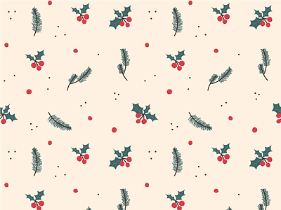 Holiday Pattern Collection - Holly berries holiday holly motif opulent.studio pattern pine seamless