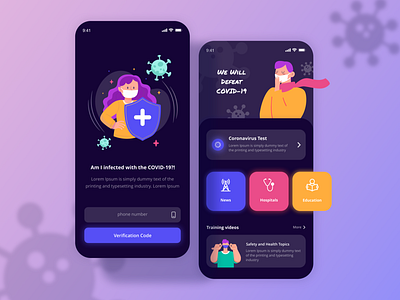 Coronavirus Application (New Version) app clean corona coronavirus covid covid 19 covid19 darkmode design doctor facemask flat health lightmode medical minimal mobile simple ui ux