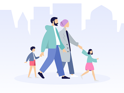 Family Time 2d entertainment family fitness flat fun graphic design happy health illustration iran isometric people life moslem step travel trip turkey vector walking