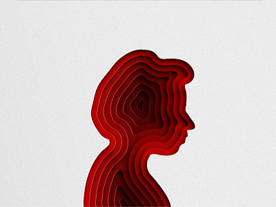 Girl Silhouette Paper Cutout adobe illustrator deep grain illustration paper paper cut paper cutout paper cutting red and white vector