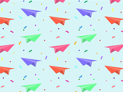 Paper Plane Pattern adobe illustrator flat flat art illustration paper paper airplane party pattern sky vector