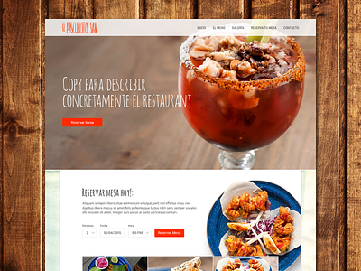 Pascualito San - Proposal food mexican food restaurant sea food single page web design website