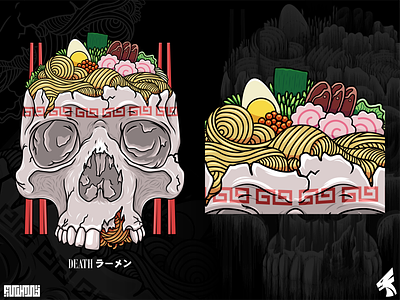 Skull Ramen album cover artworks book cover custom illustrations food human illustration japan noodle skull t shirt illustration vector