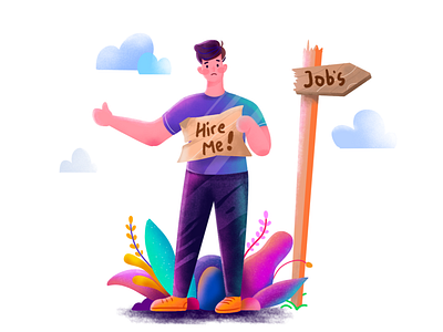 Hire me, Please.. animation character design character digital drawing flat gradient graphic graphic design hire me illustration illustrative illustrator job minimal vector