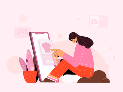 Stay at home, Stay Shopping 🛍 branding character design ecommerce flat flat illustration graphic illustration illustration art illustration design illustrations illustrator imagination item minimal online shop shopping store vector website