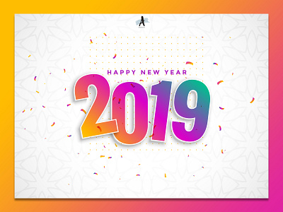 Happy New Year 2019 animation brand branding character characters clean cloud design icon identity illustration illustrator logo mobile type typography ui vector vector art web