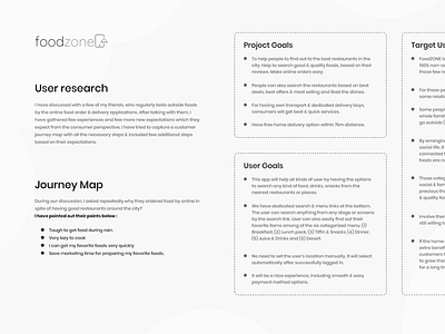 1-User Research & Journey Map for FOODZONE mobile app