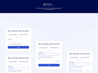 Gurukul Registration user flow branding design login screen logo minimal ui ui design ux ux research web