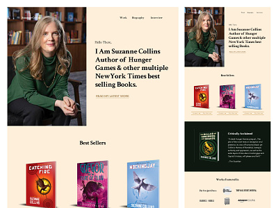 Suzanne collins books Landing Page design flat graphic design minimal redesign redesign concept typography ui ux web website
