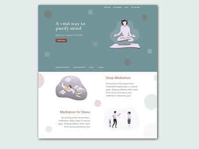 Meditate(sample) - Home page homepage landingpage meditation ui uiux ux webdesign website website design