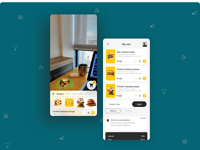 AR Food Ordering - A Concept app app design ar augmentedreality cart design food mobileapp mockup ui ux
