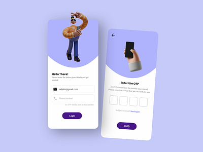 Login and OTP UI app app design form login login design login screen mobile mobile app mobile design mobile ui mockup otp sign up signup ui ux