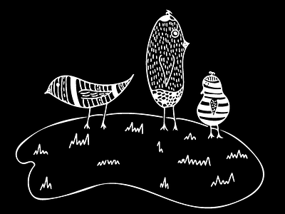 Three birds birds black graphic design illustration lines minimalism white