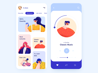 Music app app blue boy design girls icon illustration music music app office ui ux web yellow