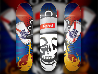 PBR Deck beer graphic design illustration skateboard skull vector