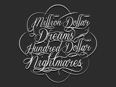 Million Dollar Dreams black and white dreams freelance graphic design script typography