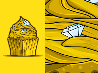 Gold Cake cupcakes diamond gold graphic design illustration shiny tasty vector