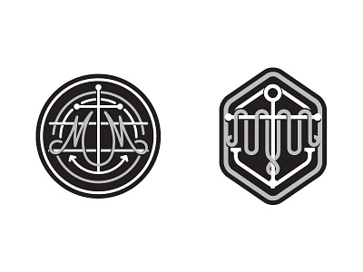 M's and Anchors anchor badge black branding concept east coast graphic icon logo m symbol white