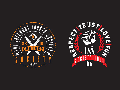 Society Four fight fist knives laurels shirts survive