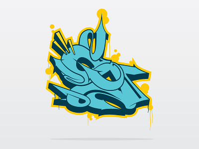 Graffiti S blue graffiti hand made hip hop illustration letter s typography yellow