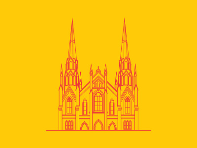 Church church illustration illustrator line line art vector wip yellow